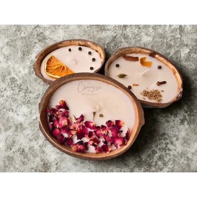 Coconut Shell Soy Candle | Orange & Spice Aroma | Cherrysh Coconut Shell Soy Candle | Orange & Spice Aroma | Cherrysh