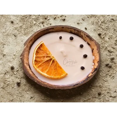 Coconut Shell Soy Candle | Orange & Spice Aroma | Cherrysh