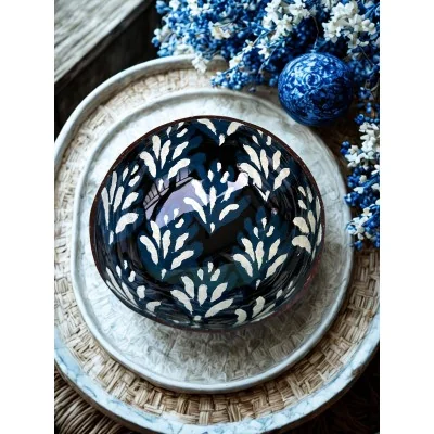 EcoServe Coconut Shell Salad Bowl Set - Blue Enamel EcoServe Coconut Shell Salad Bowl Set - Blue Enamel