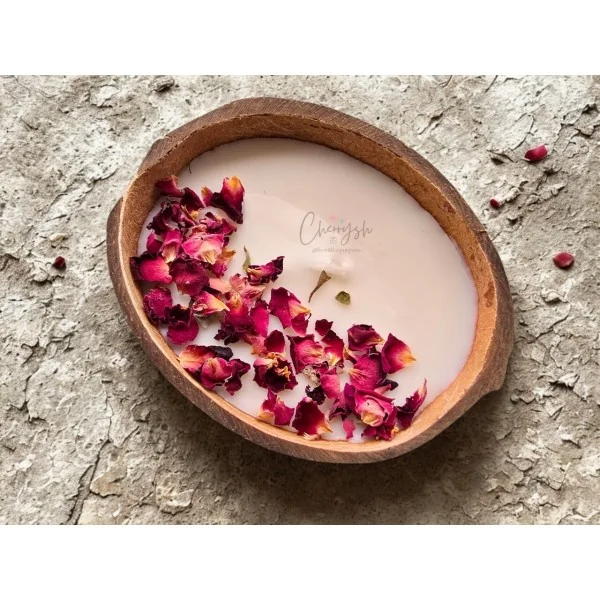 Coconut Shell Soy Wax Candle – Rose